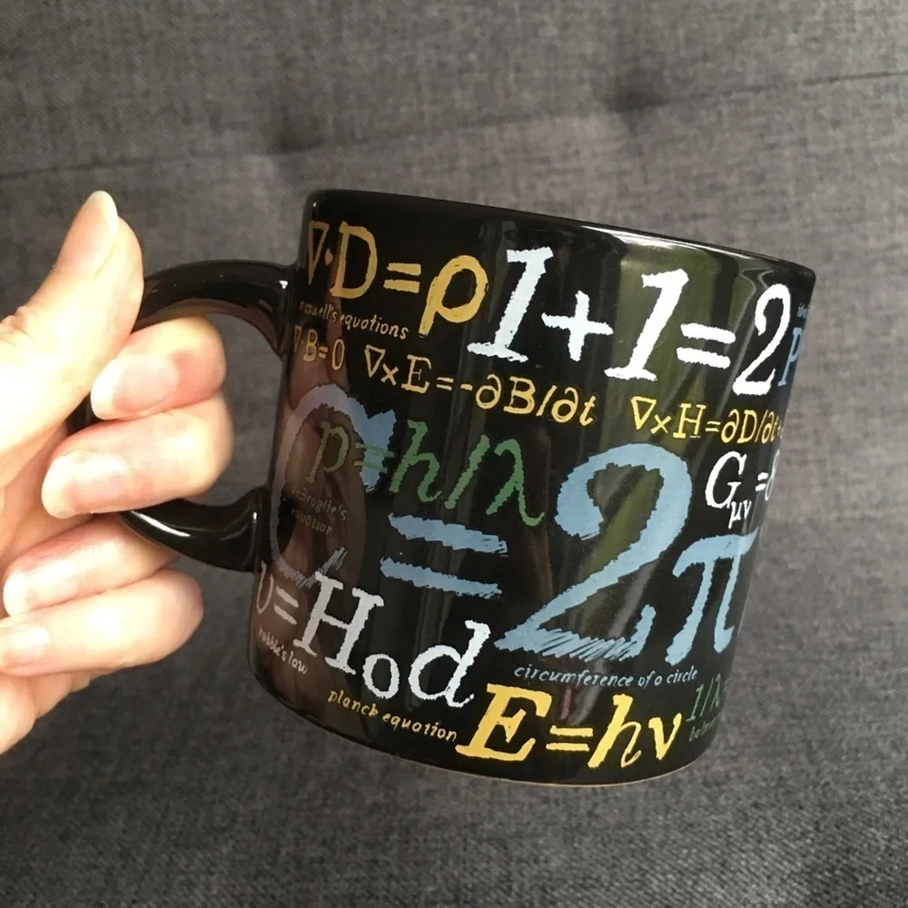 Math Formulas Coffee Mug, Black, Colorful, 12 oz